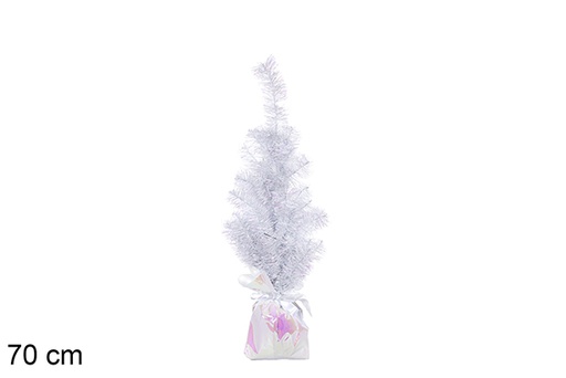 [113705] Albero di Natale PVC Iris bianco con base bianca 70 cm