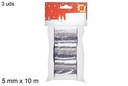 Pack 3 carretes de cinta de polipropileno plateada 5 mm x 10 m.