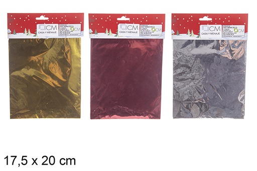[113828] Pack 4 PVC bags + ribbon 3 m. assorted colors 17,5x20 cm