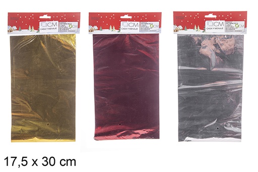 [113830] Pack 3 sachets PVC + ruban 3 m. couleurs assorties 17,5x30 cm 