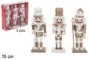 Pack 3 cascanueces Navidad de madera oro 15 cm