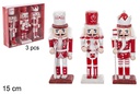 Pack 3 cascanueces Navidad de madera rojo 15 cm