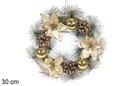 Corona Navidad bolas oro 30 cm