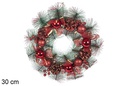Corona Navidad con lazos rojo 30 cm