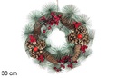 Corona Navidad con piñas oro 30 cm