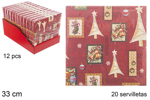 [113936] 20 tovaglioli di carta decorati natalizi a 3 veli 33cm