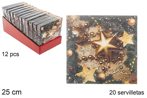 [113962] Pack 20 serviettes 3 épaisseurs décorées de Noël 25 cm