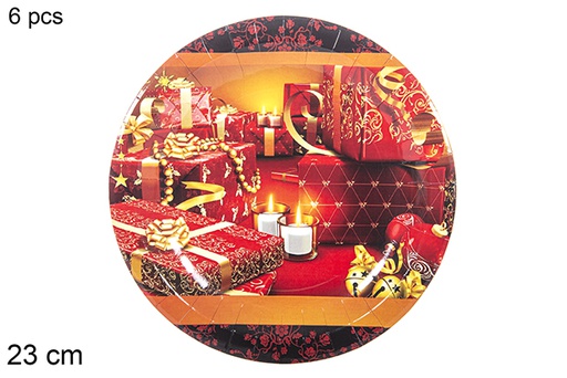 [113971] Pack 6 assiettes en carton décorées de Noël 23 cm