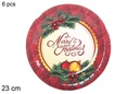 Pack 6 platos papel decorado Navidad 23 cm