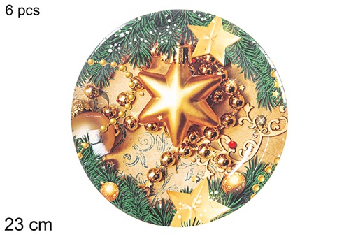 [113979] Pack 6 Christmas decorated paper plates 23 cm  