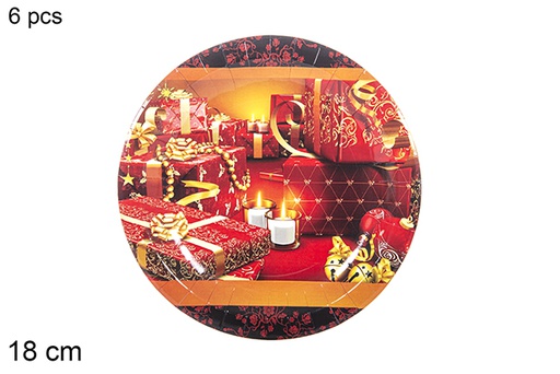 [113983] Pack 6 christmas decorated paper plates 18 cm 