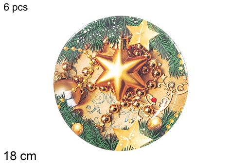 [113991] Pack 6 pratos de papelâo decorados de Natal 18 cm