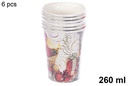 Pack 6 vasos papel decorado Navidad 260 ml