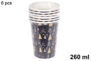 Pack 6 vasos papel decorado Navidad 260 ml