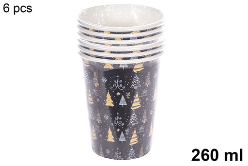 [113998] Pack 6 vasos papel decorado Navidad 260 ml