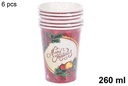 Pack 6 vasos papel decorado Navidad 260 ml