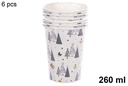 Pack 6 vasos papel decorado Navidad 260 ml