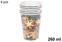 Pack 6 vasos papel decorado Navidad 260 ml
