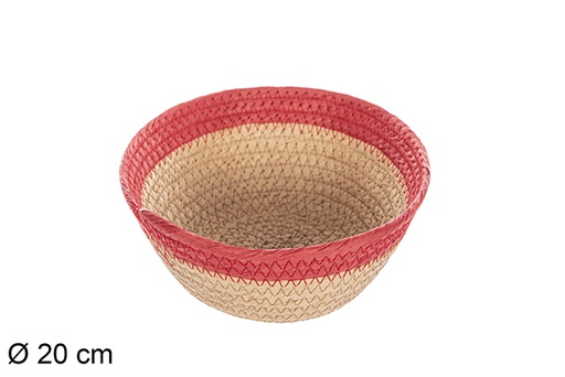 [112356] Round rope basket natural paper red edge 20 cm