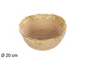 Round basket rope natural paper gold edge 20 cm