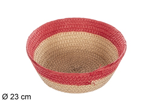 [112368] Round rope basket natural paper red edge 23 cm