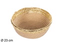 Round basket rope natural paper gold edge 23 cm
