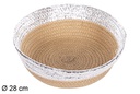 Round basket rope natural paper silver edge 28 cm