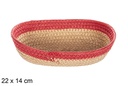 Oval basket rope natural paper red edge 22x14 cm
