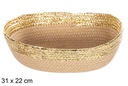 Oval basket rope natural paper gold edge 31x22 cm