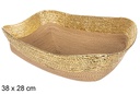 Rectangular basket rope natural paper gold edge 38x28 cm