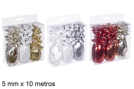 [112465] Pack 3 fitas com 9 laços para presente de Natal em cores sortidas