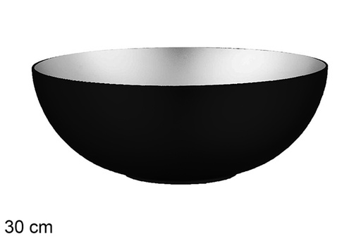 [113131] Bowl Navidad plástico reciclado negro/plata 30 cm