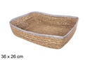 Cesto rettangolare in erba marina e juta argentato 36x26 cm