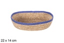 Cesto ovale in seagrass e juta blu 22x14 cm