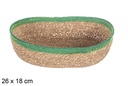 Cesto ovale in alga marina e juta verde 26x18 cm
