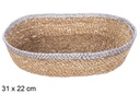 Oval seagrass and jute silver basket 31x22 cm