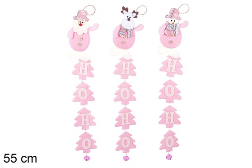 [113369] HO-HO Christmas pendant decorate house with bell assorted 55 cm