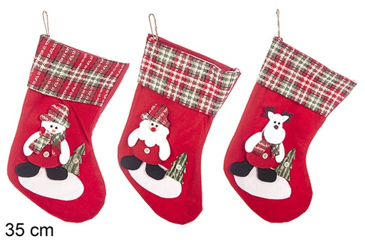 [113387] Assorted decorated christmas stocking 35cm 