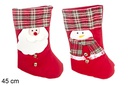 Calcetín Navidad rojo con campana decorado surtido 45 cm