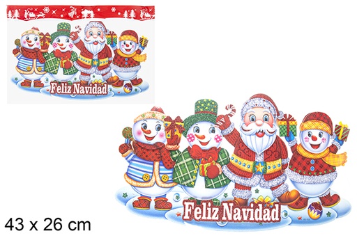 [113399] Muñeco Papa Noel/nieve Navidad decorar ventana 43x26 cm