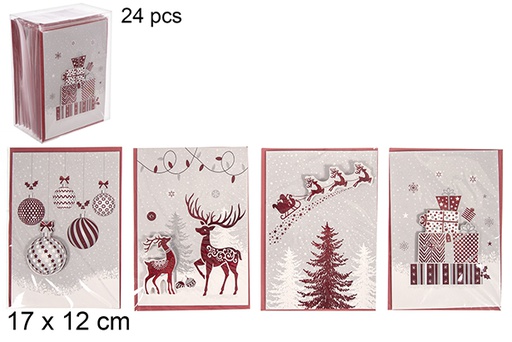 [113423] Cartão postal de Natal branco 3D variado 17x12cm