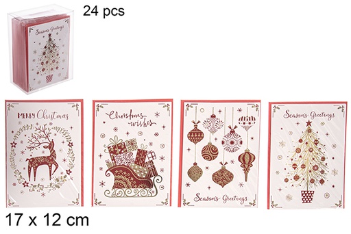 [113425] Cartão psotal de natal dourado variado 17x12cm
