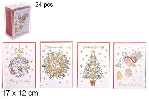[113426] Cartão postal de Natal dourado variado 17x12 cm