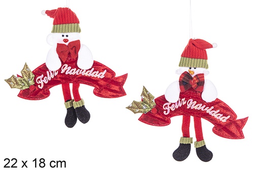 [113437] Pendentif de Noël Père Noël décoré assorti 22x18 cm