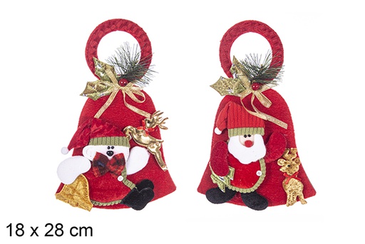[113442] Pingente de sino de Natal decorado sortido 18x28 cm