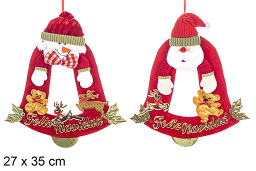 [113443] Pingente de sino de Natal decorado sortido 27x35 cm