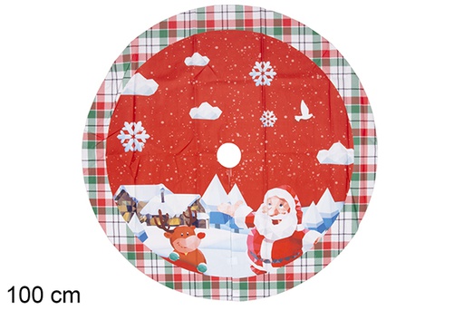 [113492] Couverture de sapin de Noël décorée du Père Noël 100 cm