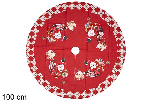 [113495] Couverture de pied de sapin de Noël décorée de rennes 100cm