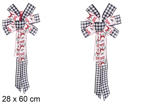 [113500] Black/white vichy fabric bow Santa Claus 28x60 cm  