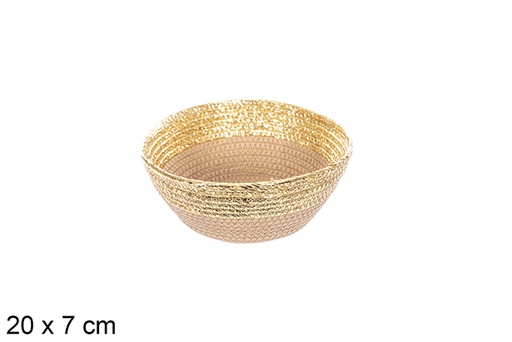 [114100] Cesta cuerda papel sin asa natural/oro 20x7cm